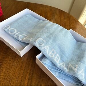 Dolce Gabbana Light Blue Beach Towel Cotton New Gift Box Authentic